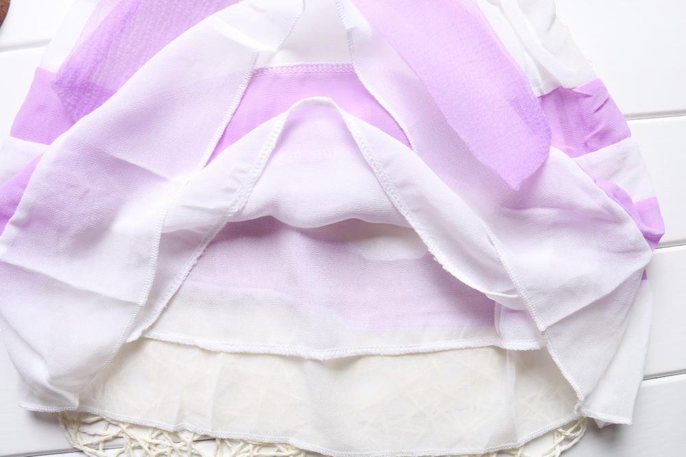 Robes sans manches en mousseline de soie à rayures violettes et col rond, de luxe, pour bébés filles, avec un grand nœud