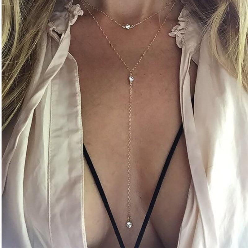 Collier ras du cou avec pendentif multicouche en cristal doré, style vintage moderne, pour femme, bijoux de luxe, cadeau parfait, style cool