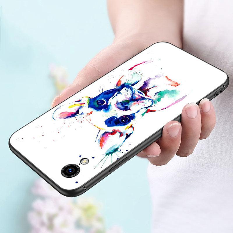 Coque de téléphone chiot bouledogue français mignon pour iPhone 14 13 12 Mini 11 Pro Max 7 8 Xr X Xs 7 8 Plus Se 2020 2022 Housse de téléphone mince transparente en silicone souple et élastique