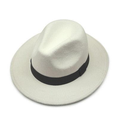 Chapeau fedora noir unisexe à large bord Chapeau fedora automne hiver Casquette large Chapeau d'hiver en laine Chapeau classique Homme Élégant Chapeau de gentleman pour fête