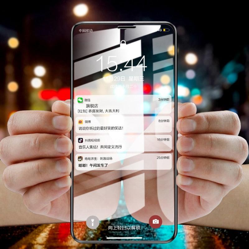 Film de protection d'écran en verre trempé 100D avec bords incurvés pour iPhone 7 8 6 6S Plus 11 12 Pro Max Mini iPhone X XR XS Max, couverture complète, HD 9H