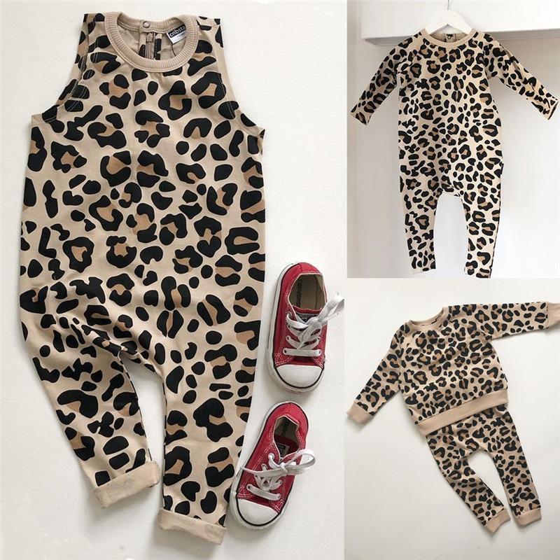 Bébé fille/ barboteuse léopard à manches longues ou sans manches pour bébés au design élégant et moderne