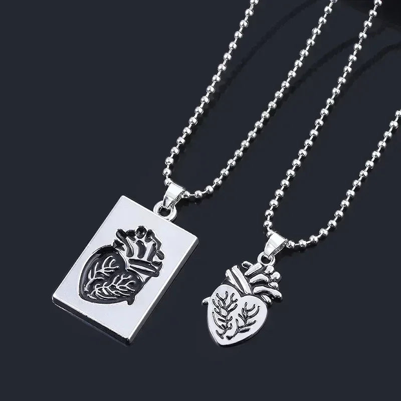 Paire de Pendentifs Cœurs Anatomiques Collier Amoureux Puzzle Mode Acier Inoxydable Chaîne Couple Colliers Cadeau Saint-Valentin Femme