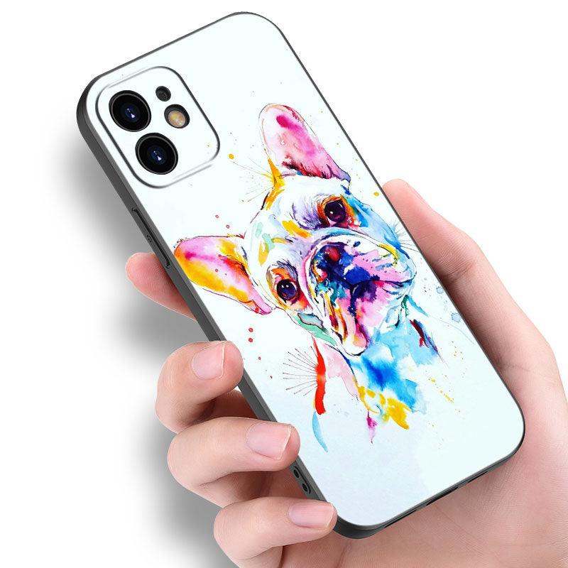 Coque de téléphone chiot bouledogue français mignon pour iPhone 14 13 12 Mini 11 Pro Max 7 8 Xr X Xs 7 8 Plus Se 2020 2022 Housse de téléphone mince transparente en silicone souple et élastique