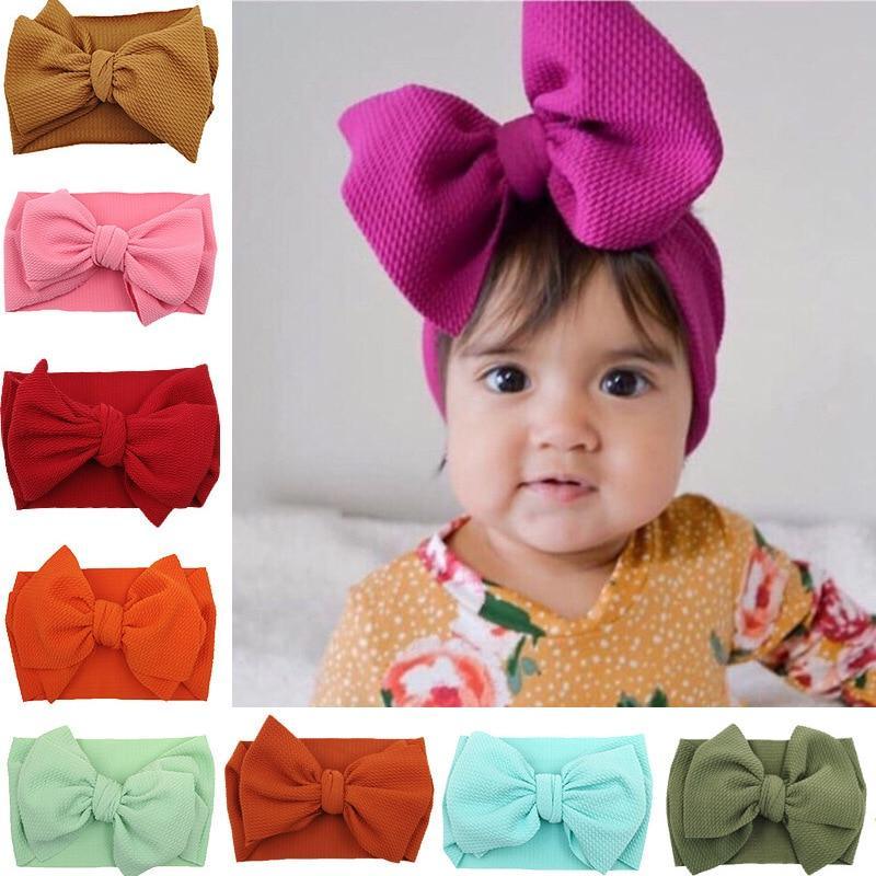 Bandeau bébé fille tout-petits grand nœud bandeau cheveux mignon solide extensible turban pour bébés filles