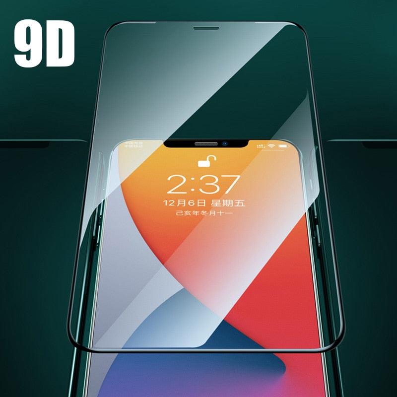Verre Trempé Protection D'écran 9D Full Cover pour iPhone 7 Plus 8 6 6S 5 XR XS Max Protecteur d'écran en Verre Trempé pour iPhone X Coque Anti-Rayures Installation Facile Sans Bulles Compatible Étui Protection d'Écran en Verre pour iPhone