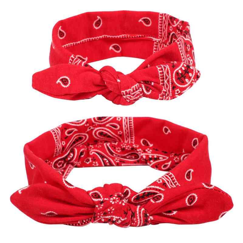 Bandeaux modernes de luxe avec nœud pour mère et bébé, turbans avec oreilles de lapin, élastiques, imprimés rétro, accessoires de coiffure parent-enfant