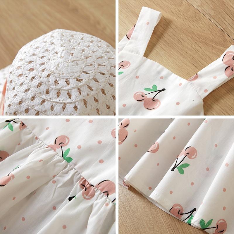 Robe pour bébés filles sans manches imprimée florale pour fête d'anniversaire robe de princesse avec chapeau style éléphant moderne
