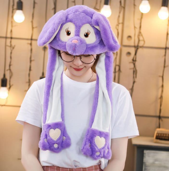 Moderne Élégant Hiver Intéressant Filles Animaux Chapeaux Oreilles Mobiles Sautants Enfants et Adultes Femmes Chaud Lapin Bonnets d'Hiver au Design Moderne