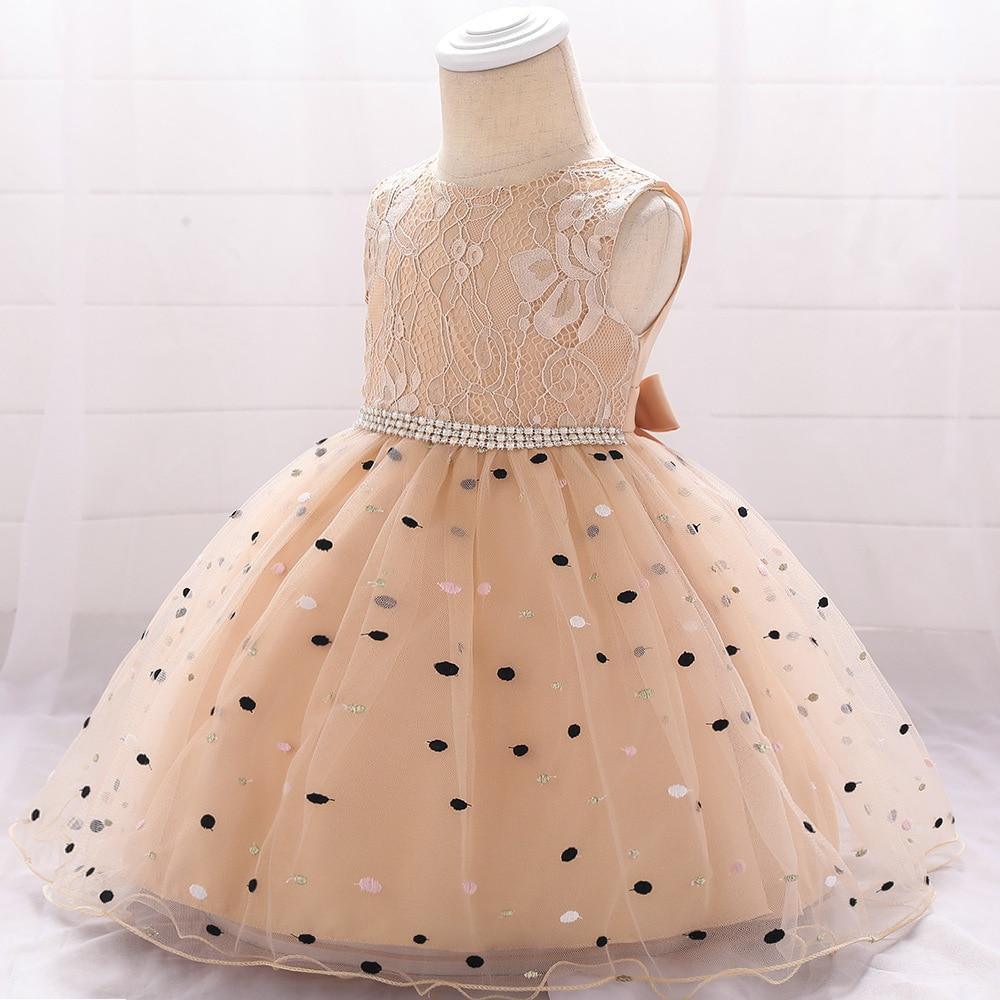 Nouvelle Robe d'Anniversaire Princesse à Pois pour Bébé Robe de Bal Vêtements Design Unique Cadeau Parfait