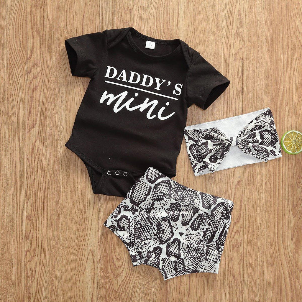 Ensemble de vêtements pour nouveau-nés bébés filles - hauts à manches courtes, short, bandeau - design élégant et moderne pour la fille à papa