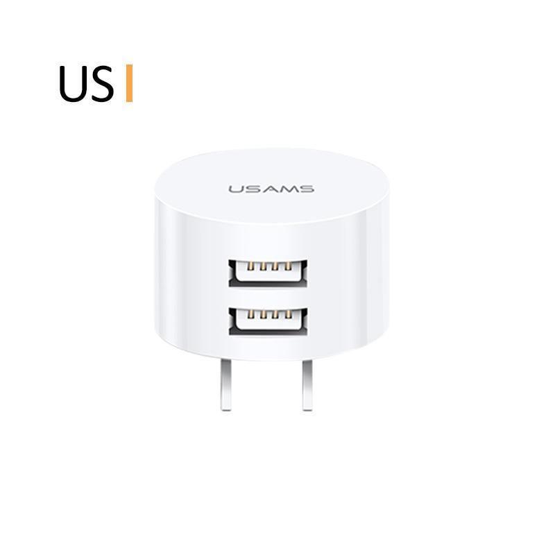 Chargeur mural blanc à charge rapide 2,1 A avec 2 ports et prise UE/RU/US pour téléphones mobiles ronds