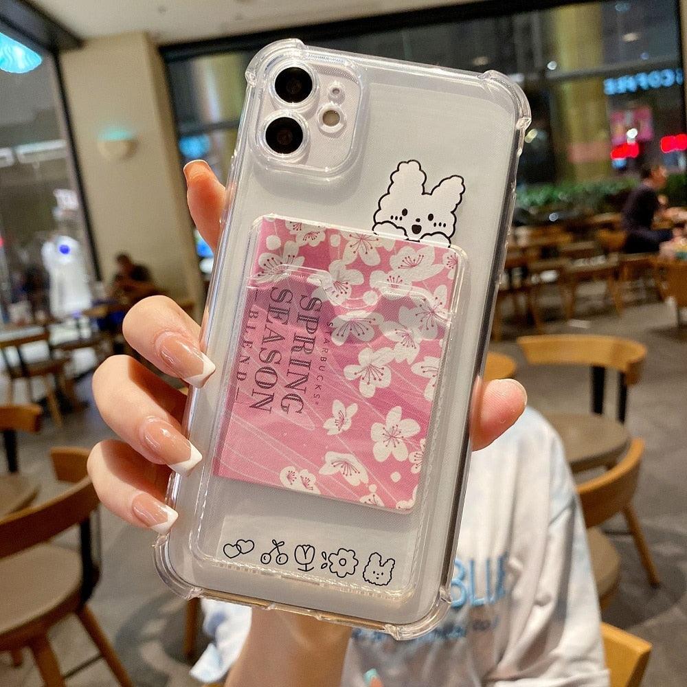 Coque de téléphone charmante pour cartes pour iPhone 14 13 12 11 Pro Max 7 8 Plus X XR XS Max Étui portefeuille transparent avec pare-chocs souple Housse arrière drôle pour couple Étui souple transparent pour iPhone