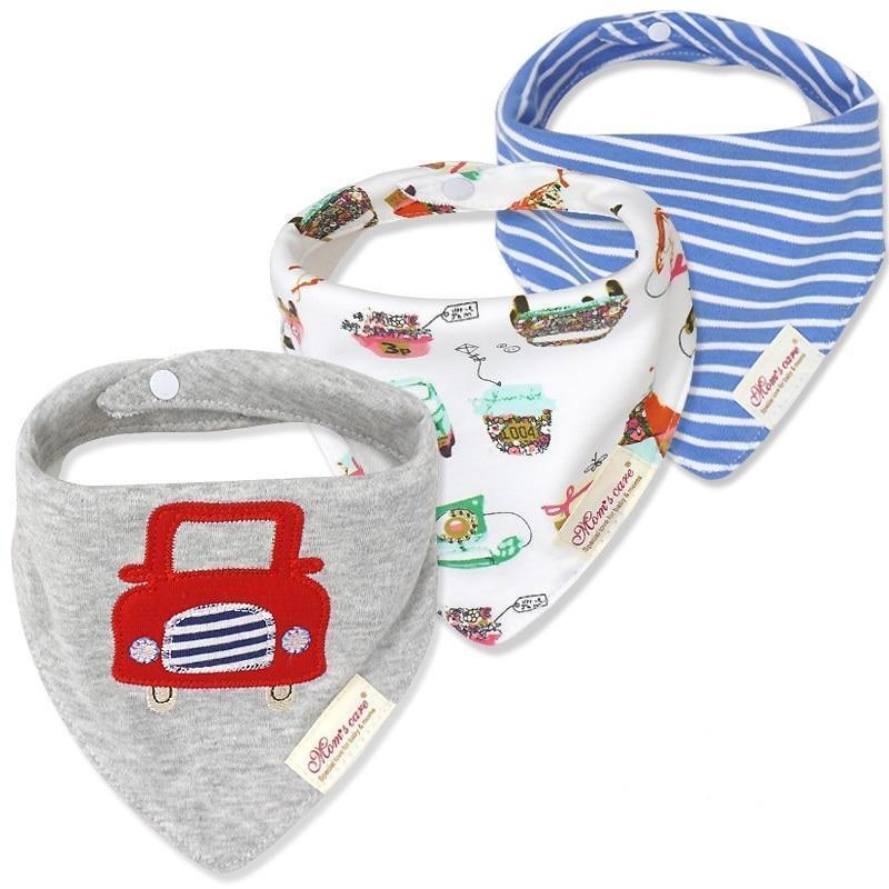 Bavettes bandanas pour bébé Moder, lot de 3 en coton, motifs triangulaires variés pour bébés garçons et filles