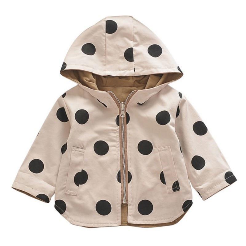 Manteau chaud en coton à imprimé pois, élégant et confortable, coupe slim, avec capuche boutonnée et deux faces, pour bébé fille nouveau-né