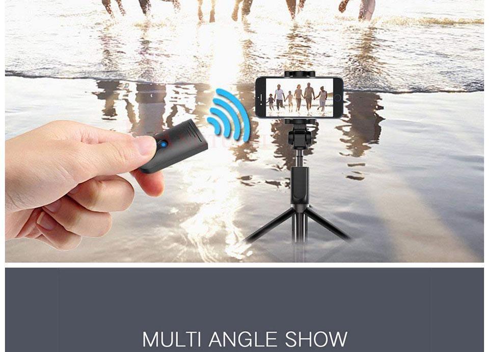 Perche à Selfie Bluetooth Sans Fil 3-en-1 Monopode Extensible Trépied Pliable avec Télécommande de Déclenchement