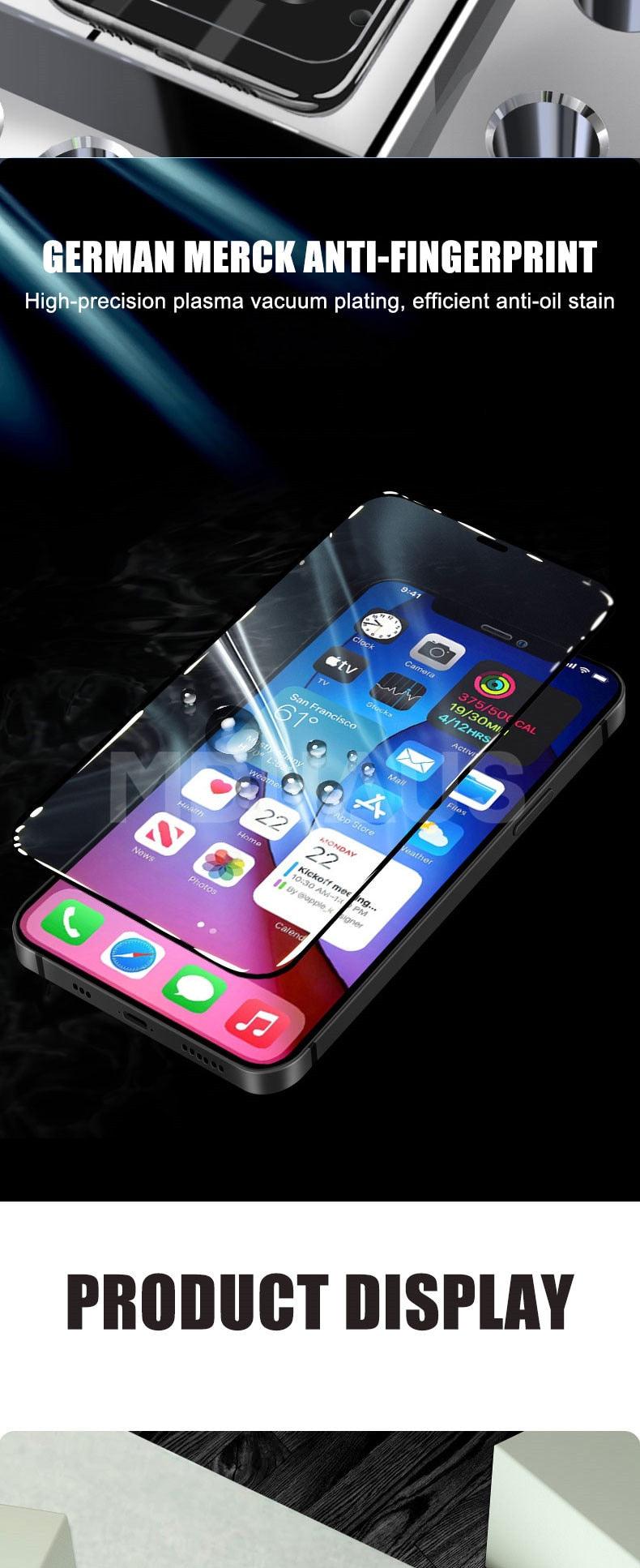 Verre de protection intégral 9999D pour iPhone 11 12 Pro XS Max X XR 12 mini, protection d'écran pour iPhone 8 7 6 6S Plus, film en verre trempé, coque de protection avant en verre trempé intégral pour iPhone