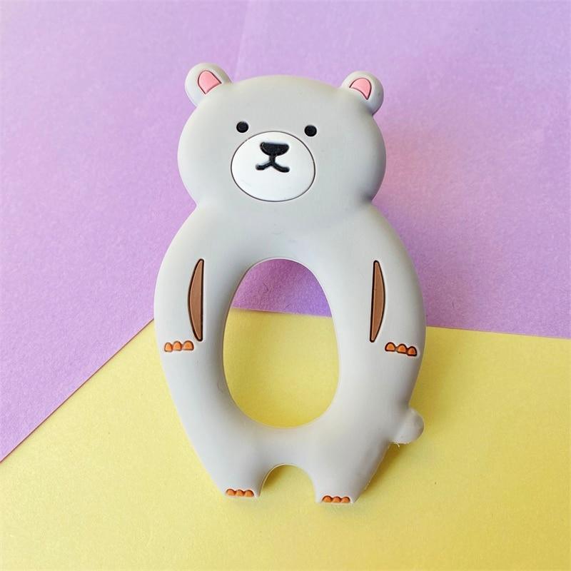 4pcs Ours Silicone Anneau de Dentition Bébé Jouets de Dentition Mâchable Dessin Animé Forme d'Animal Produits pour Bébé Cadeau d'Allaitement