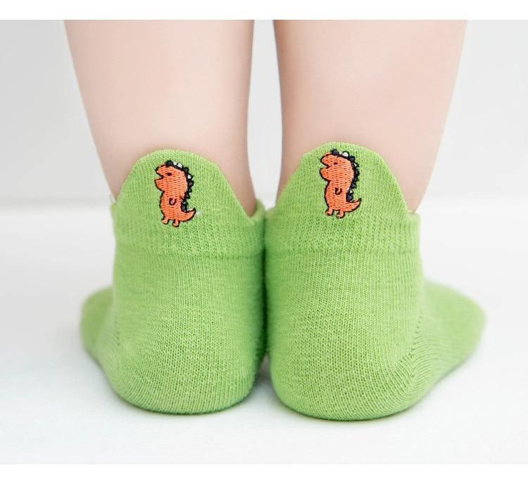 5 paires de chaussettes d'été et de printemps respirantes multicolores brodées de dessins animés pour nouveau-nés garçons et filles