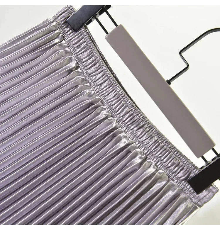 Jupe plissée classique en velours doré Taille haute style rétro Mode Femme de bureau Jupe longue plissée Jupe en velours d'hiver 90cm de long