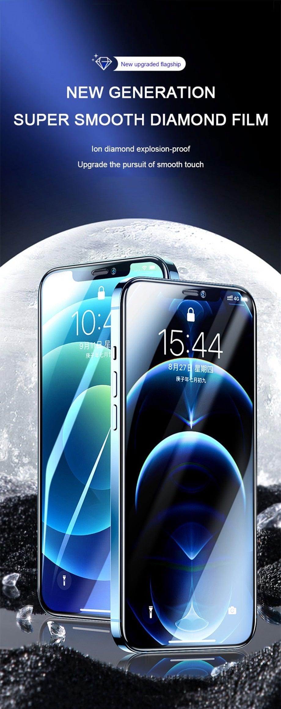 Verre de protection intégral 4K HD pour iPhone 11 12 13 14 PRO MAX, protecteur d'écran en verre trempé pour iPhone 14 Plus X XR, film de verre trempé avec clarté HD, toucher précis, absorbant les chocs