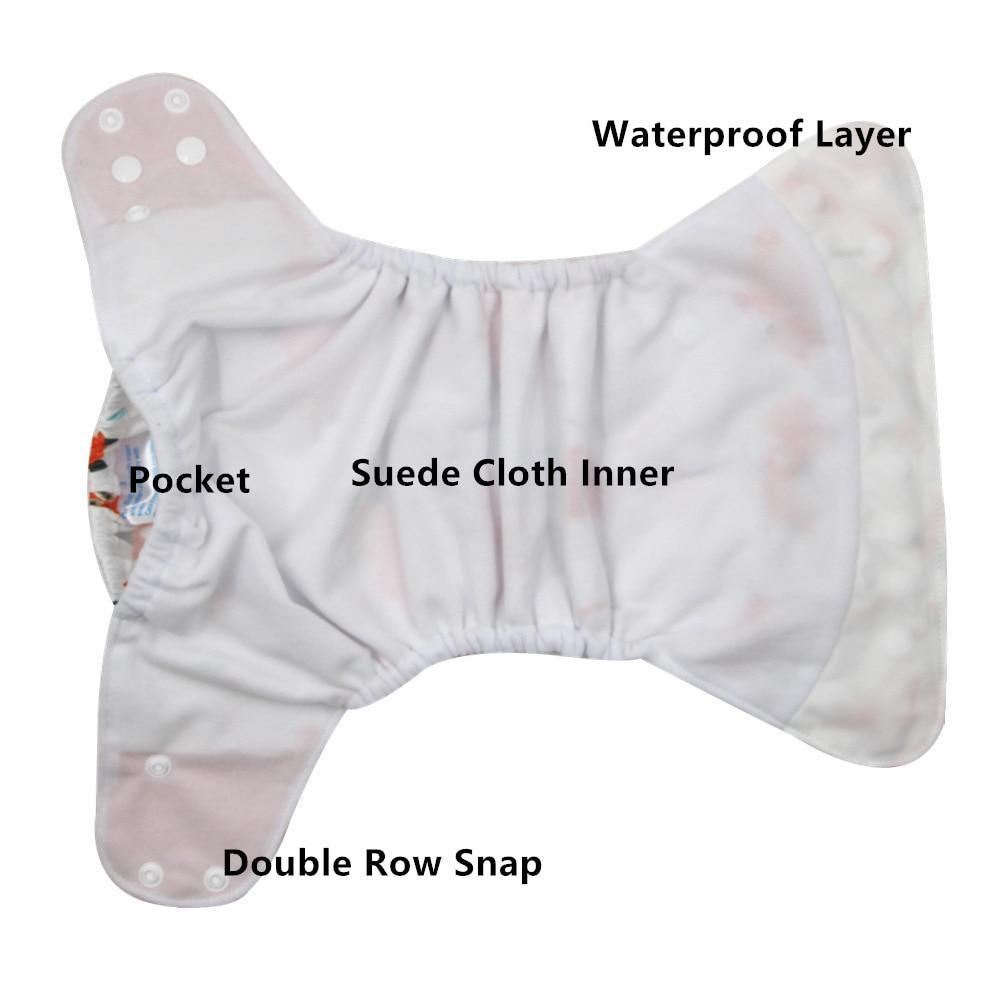 Lot de 4 couvre-couches lavables, écologiques et réglables pour bébés et enfants, en tissu imprimé réutilisable
