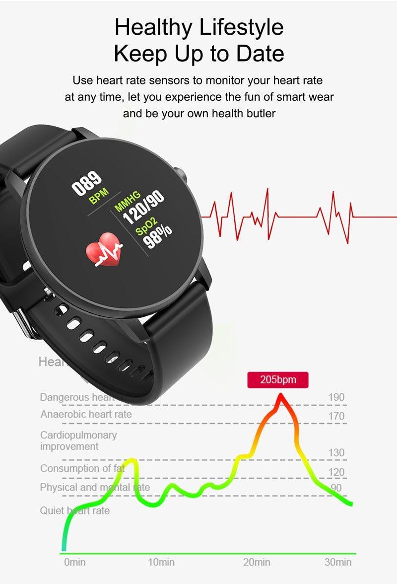 Nouvelle montre de sport connectée étanche pour iOS/Android, bracelet intelligent pour hommes et femmes avec moniteur de fréquence cardiaque et de tension artérielle, design moderne