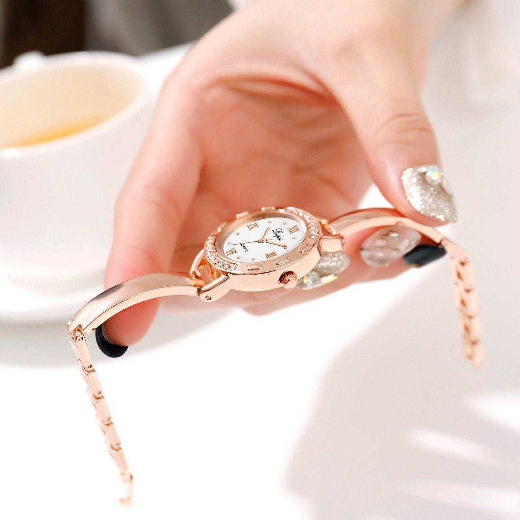Montre Bracelet Femme à Cadran Simple et Exquis avec Bracelet en Métal, Montre Élégante pour Femmes et Filles