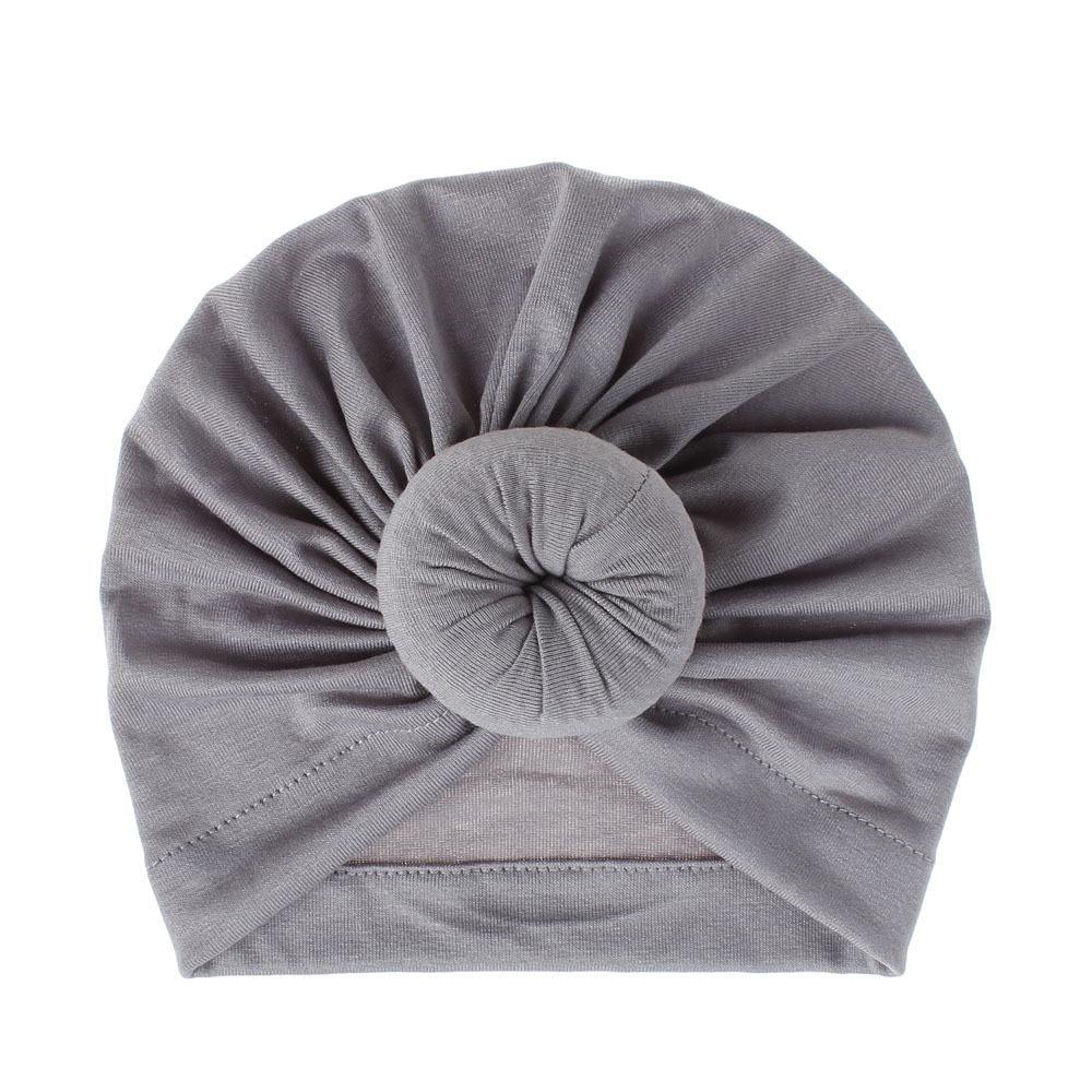 Turban pour bébé fille en coton tricoté, fait main avec fleur plissée, style élégant