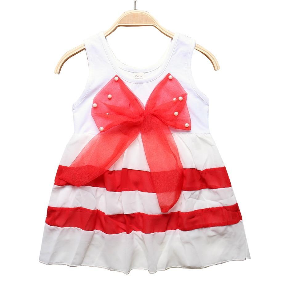 Robes sans manches en mousseline de soie à rayures violettes et col rond, de luxe, pour bébés filles, avec un grand nœud