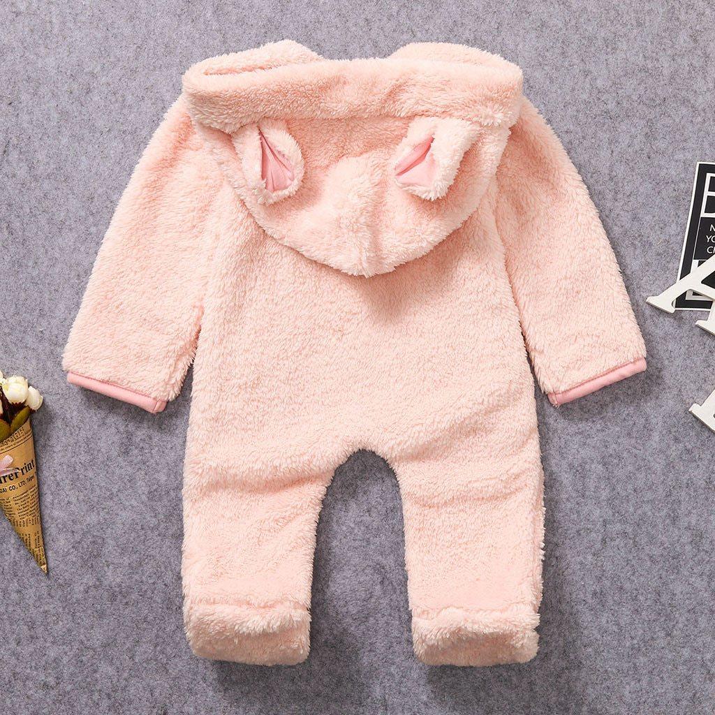 Nouvelle Tendance Hiver Combinaison Bébé Chaude Nouveau-né Garçon Solide Capuche Bébé Barboteuse Manteau Chaud Combinaison Polaire Vêtements d'Extérieur pour Garçons et Filles