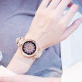 Ensemble de Montre Élégante et Populaire pour Femmes, Montre-Bracelet de Luxe Étoilée avec Bracelet en Cuir Décontracté à Quartz, Idéale pour Femmes et Filles