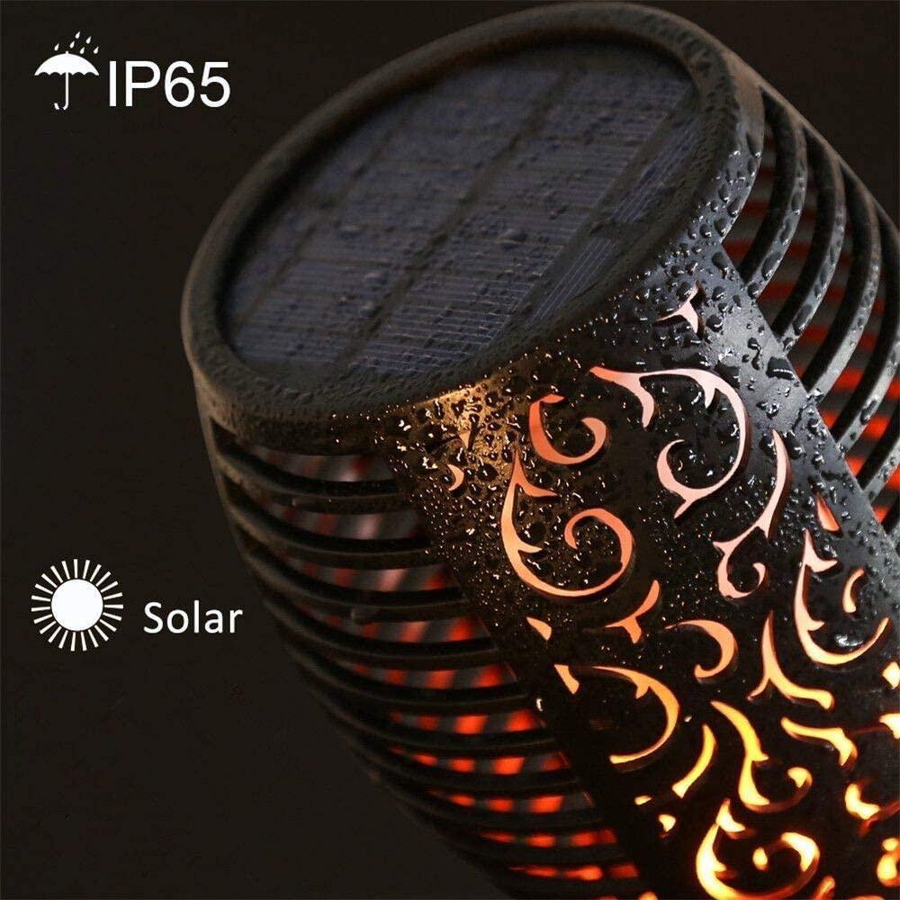 Lampe torche solaire à 33/96 LED en acier inoxydable pour jardin, allée, porte d'entrée, cour.