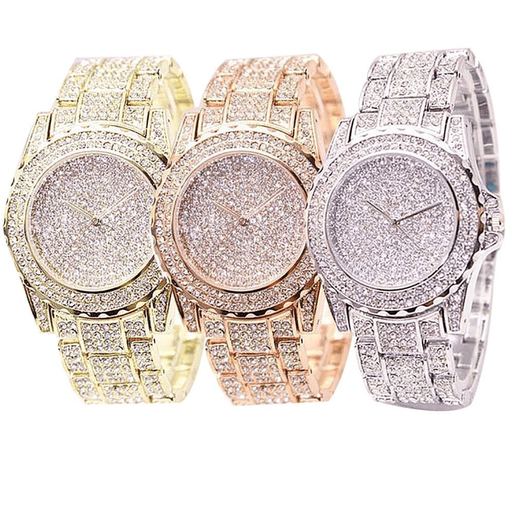 Montre Tendance Femme Luxe Ronde Quartz Montre-Bracelet pour Femme Brillant Or Argent Montres Montre-Bracelet pour Dames Cadeau