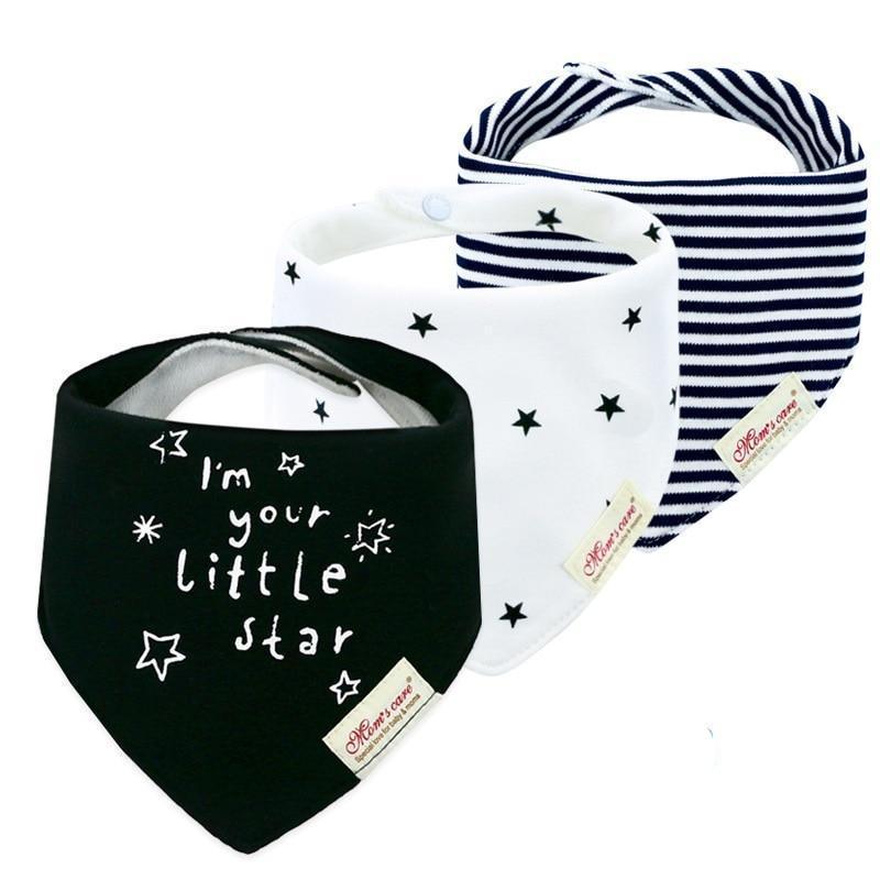 Bavettes bandanas pour bébé Moder, lot de 3 en coton, motifs triangulaires variés pour bébés garçons et filles
