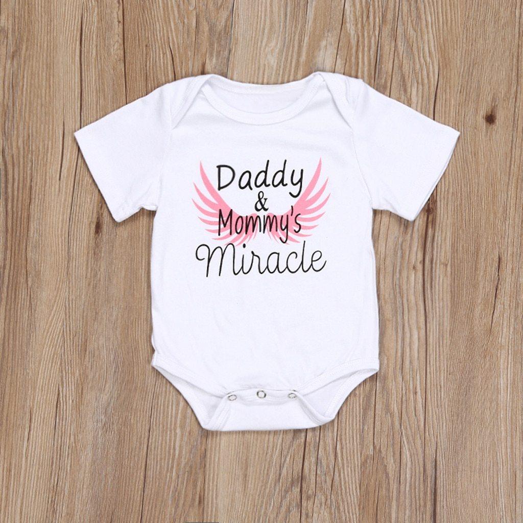 Bébé nouveau-né Filles Garçons Vêtements Fête des Pères Lettre Imprimer Barboteuse Combinaison Pour Bébé Pour Filles Et Garçons Papas et Mamans Miracle Imprimer