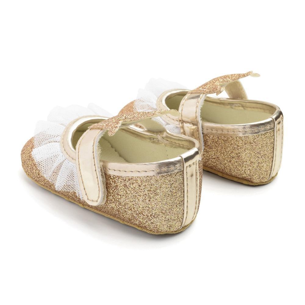 Chaussures de bébé fille nouveau-né, tout-petit, enfants, motif couronne pailletée, semelle souple antidérapante