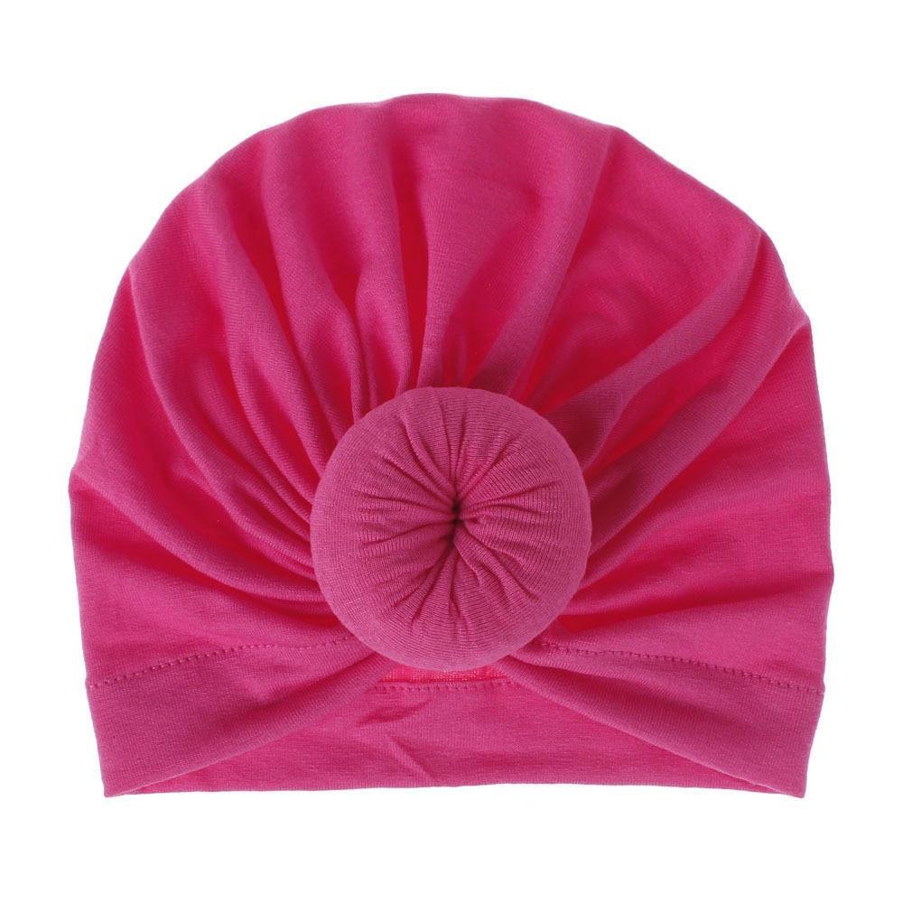 Turban pour bébé fille en coton tricoté, fait main avec fleur plissée, style élégant