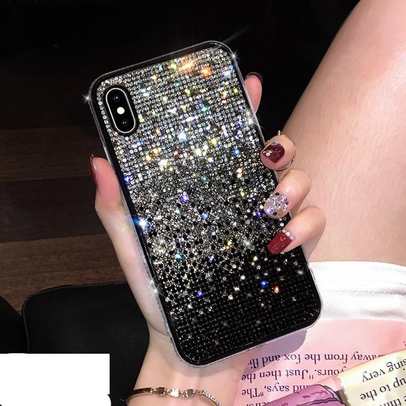 Coque de téléphone de luxe à paillettes scintillantes pour iPhone 14 13 12 11 Pro Max X Xr Xs 7 8 Plus, housse de protection tendance à paillettes étincelantes et strass avec étui souple pour iPhone