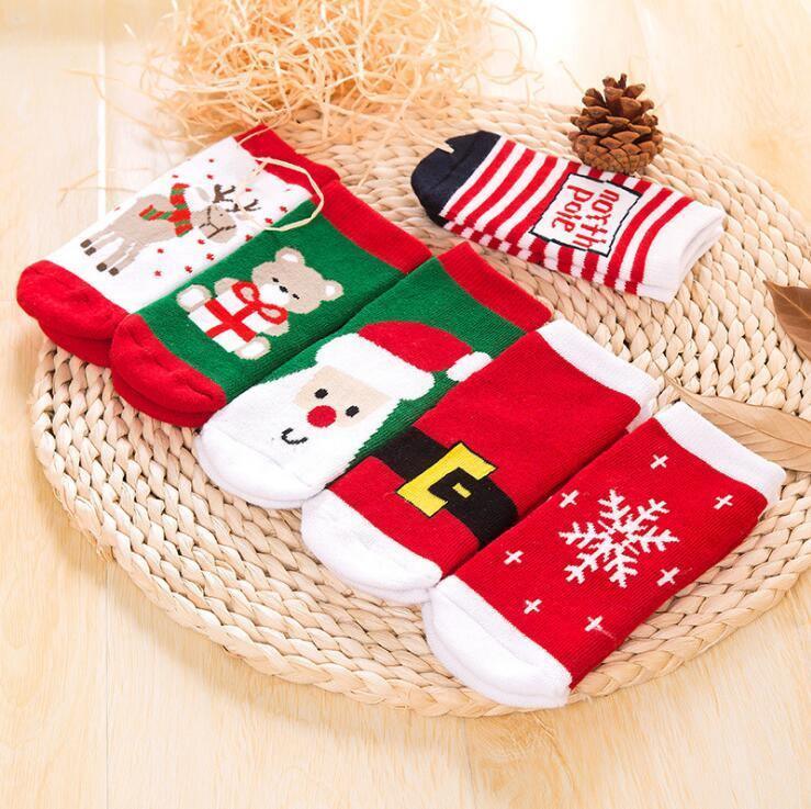 Chaussettes de Noël de luxe en coton d'hiver et d'automne pour bébés filles garçons, chaussettes en éponge pour enfants avec flocon de neige, élan, Père Noël