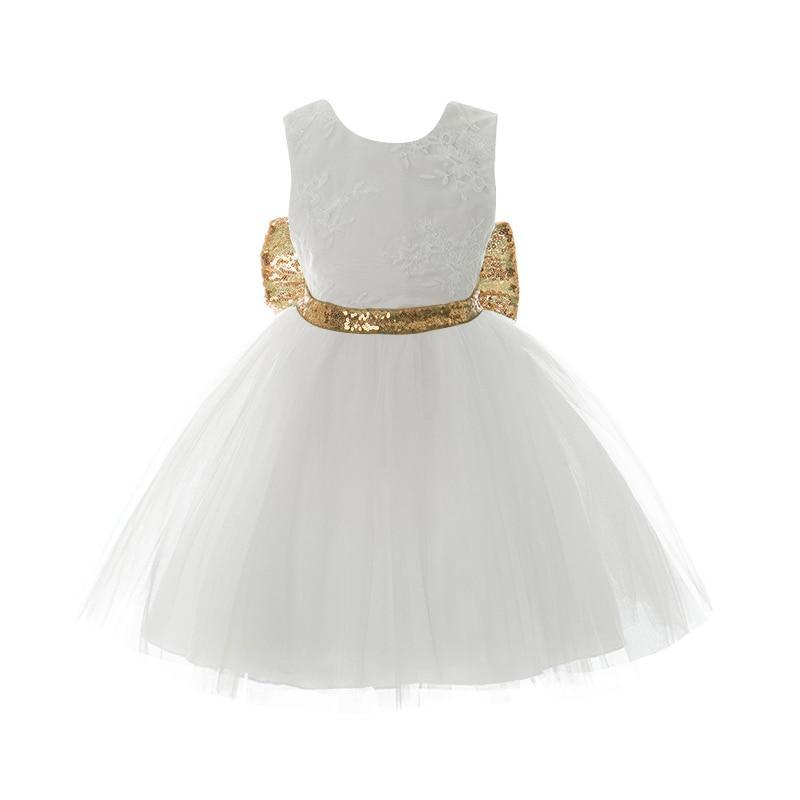 Robe de princesse rose sans dos de luxe dorée avec nœud, robe de bébé pour fête d'anniversaire, robe de nouveau-né pour filles, de 1 à 5 ans