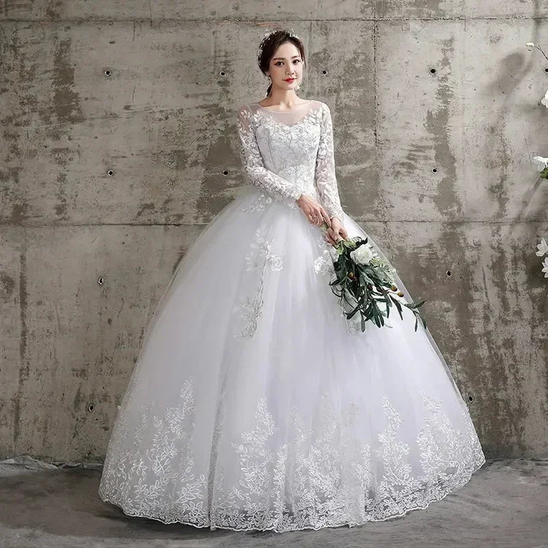 Robe de mariée de luxe personnalisée - Robe de bal à manches longues grande taille | Femstylo