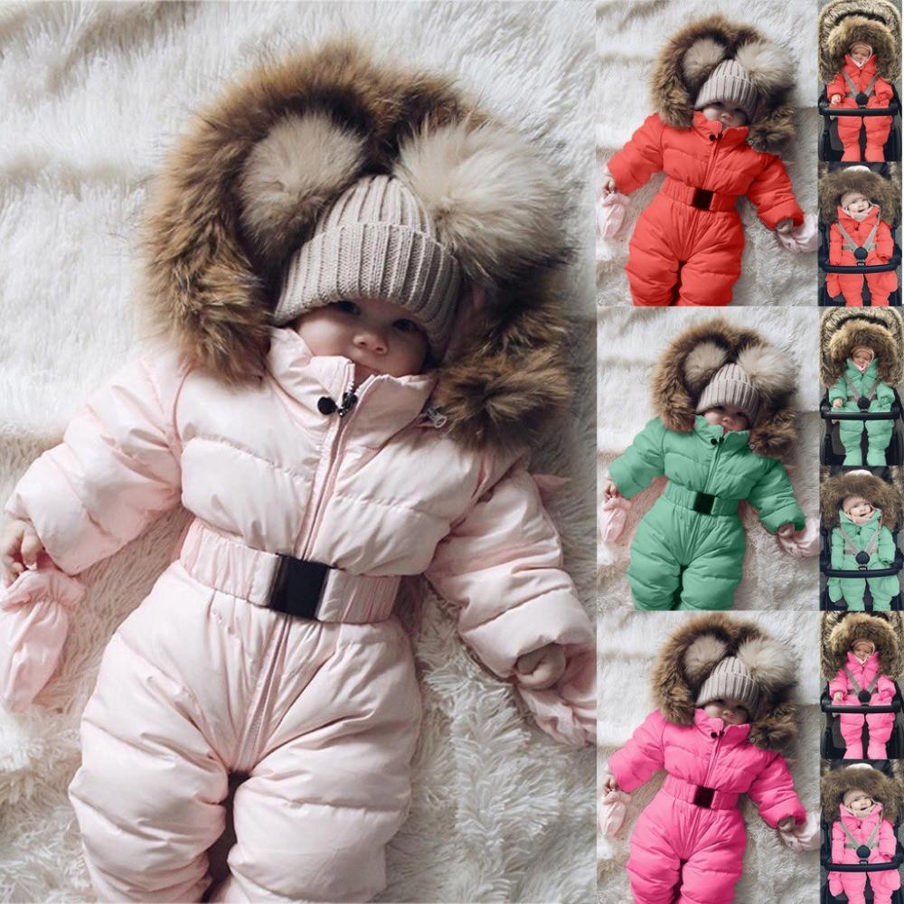Vêtements d'hiver pour bébés, combinaison de neige chaude et épaisse à capuche pour garçons et filles
