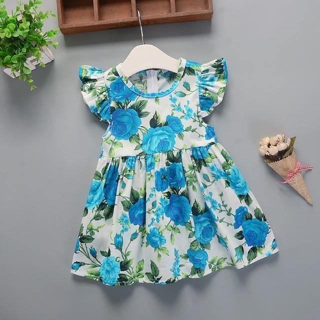 Robe trapèze en coton pour bébé, nouvelle collection été, vêtements pour enfants, robe tutu de princesse à fleurs pour filles