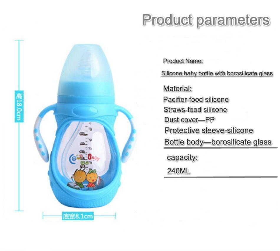 Biberon en verre avec tétine en silicone pour bébé