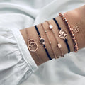Bracelets et joncs femme Boho Rose Map Breloques rondes bohème Bracelet multicouche tendance Accessoires Bijoux de luxe