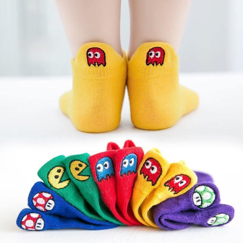 5 paires de chaussettes d'été et de printemps respirantes multicolores brodées de dessins animés pour nouveau-nés garçons et filles