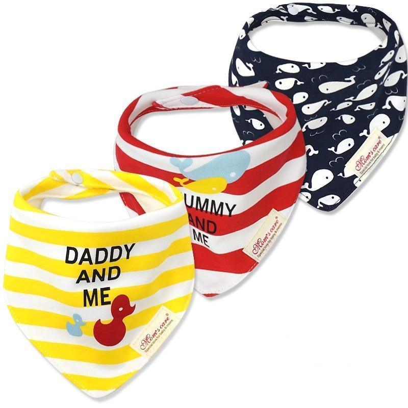 Bavettes bandanas pour bébé Moder, lot de 3 en coton, motifs triangulaires variés pour bébés garçons et filles