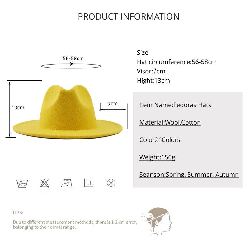 Nouveau chapeau Fédora Unisexe en Laine Réglable, Chapeau Fédora de Luxe à Bord Large, Chapeau Souple Élégant pour Homme, Chapeau d'Hiver et d'Automne Confortable et Doux à Bord Large, Chapeau d'Extérieur à Bord Large avec Sangle