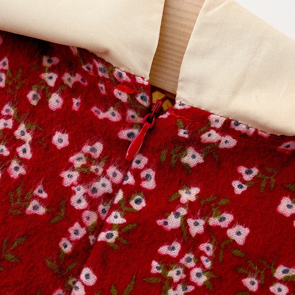 Robe de fille rétro moderne pour l'hiver, robe de nouveau-né, robe de soirée en coton à nœud floral mignon pour bébé